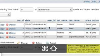 Dreamweaver CS5 5 php mysql video tutorial how to build user tracker form part 6