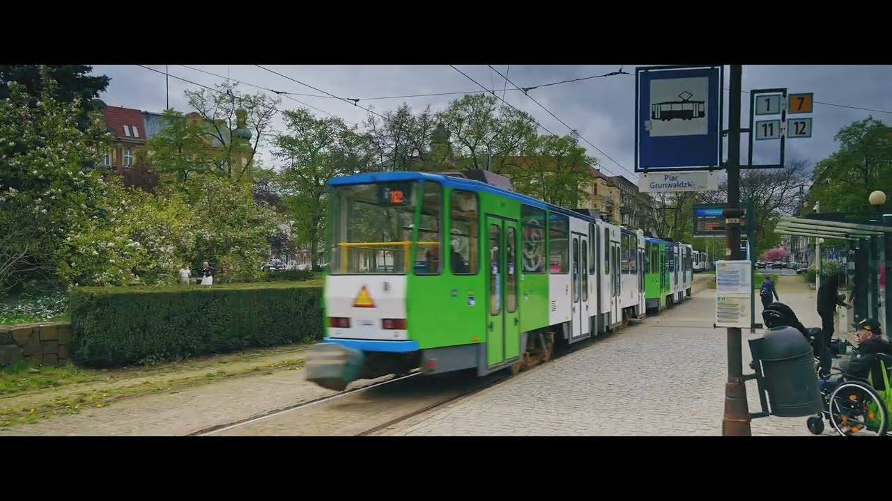 Poland, Szcecin, tram 12 ride from Dworzec Niebuszewo to Plac Grunwaldzki