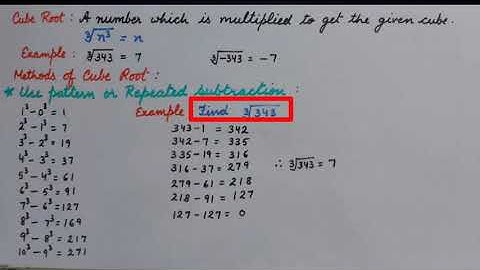 Cube and Cube Roots : Repeated Subtraction Method