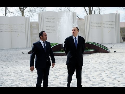 AZƏRBAYCAN PREZİDENTİ İLHAM ƏLİYEV Ağstafada Səməd Vurğun parkının açılışında. 12.04.2012