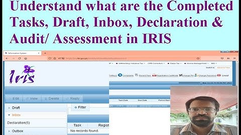Understand what are the Completed Tasks, Draft, Inbox, Declaration & Audit/ Assessment in IRIS