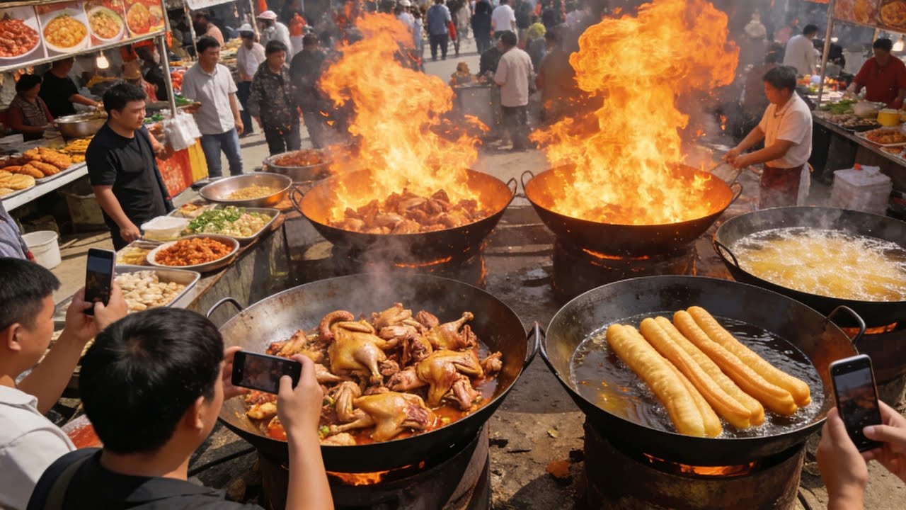 На этом рынке можно найти все варианты завтрака, которые любят китайцы.