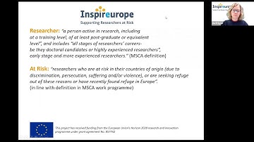 Inspireurope webinar; Welcoming researchers at risk, January 30th, 2020