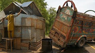 Truck Mechanic Builds Mini Workshop on Road from Scrap for Instant Heavy Duty Truck Repairs