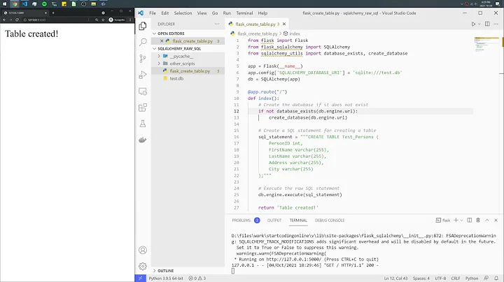 Python Flask SQLAlchemy Execute Raw SQL statement