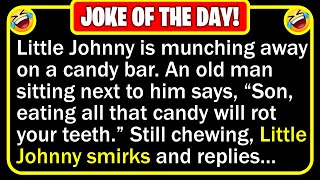 🤣👉 BEST JOKE OF THE DAY! - Little Johnny is munching on a bag full of candy bars... | Funny Jokes