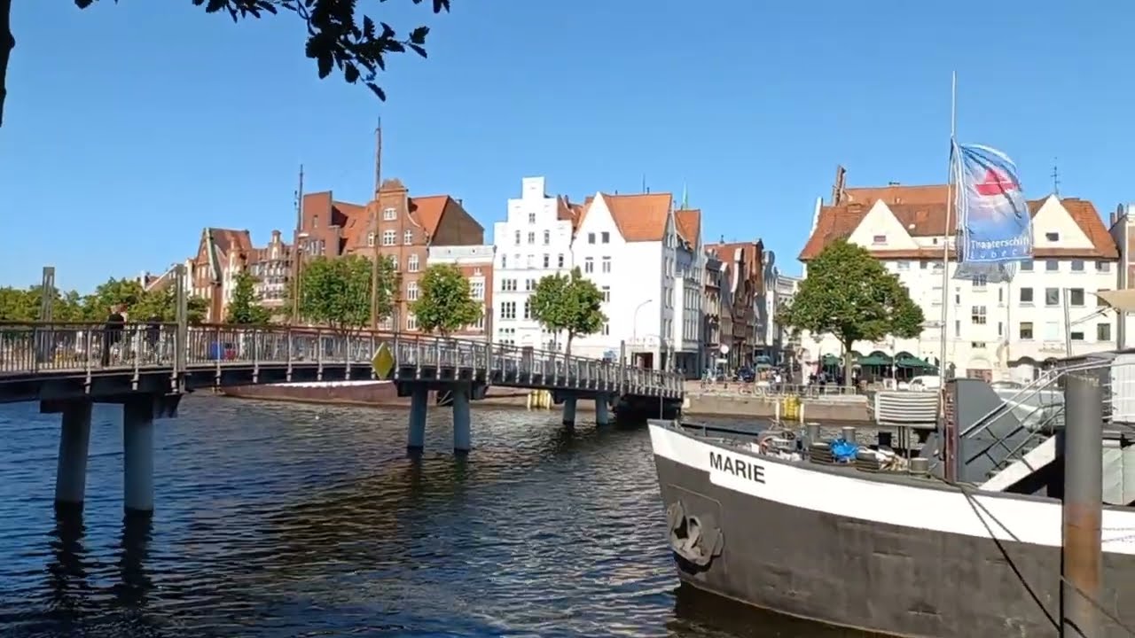 Walk to Schiffergesellschaft Resto from Trave in Lubeck, Germany