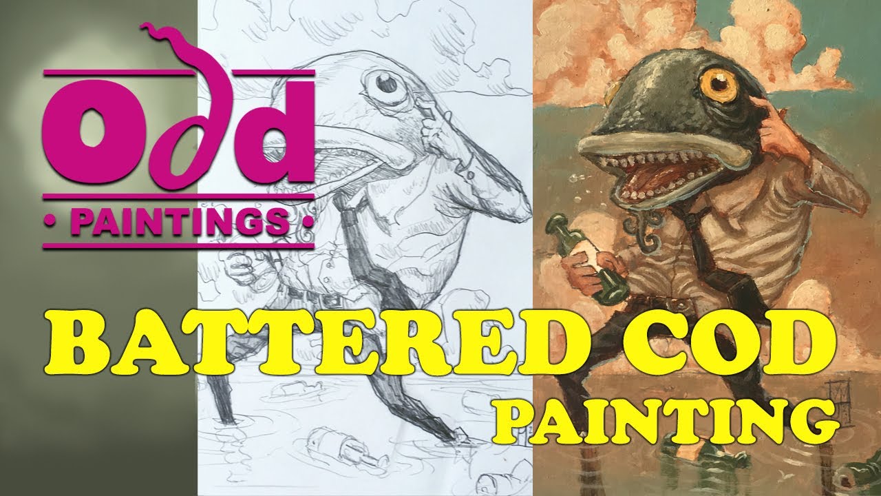 Сюрреалистическая картина «Избитая треска»: процесс создания в ускоренном режиме.