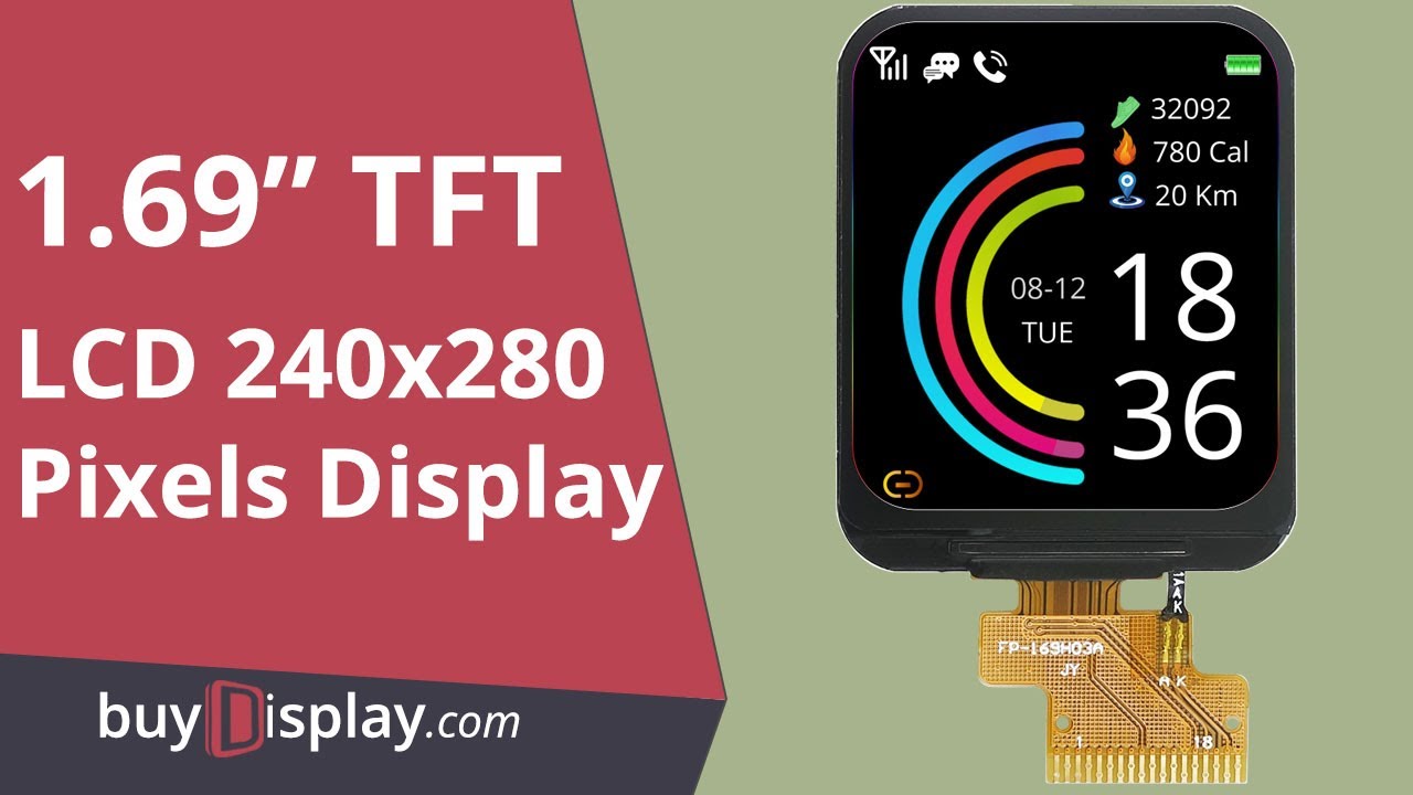 1.69 inch Color 280x240 Round Rectangle IPS TFT LCD Display Panel 