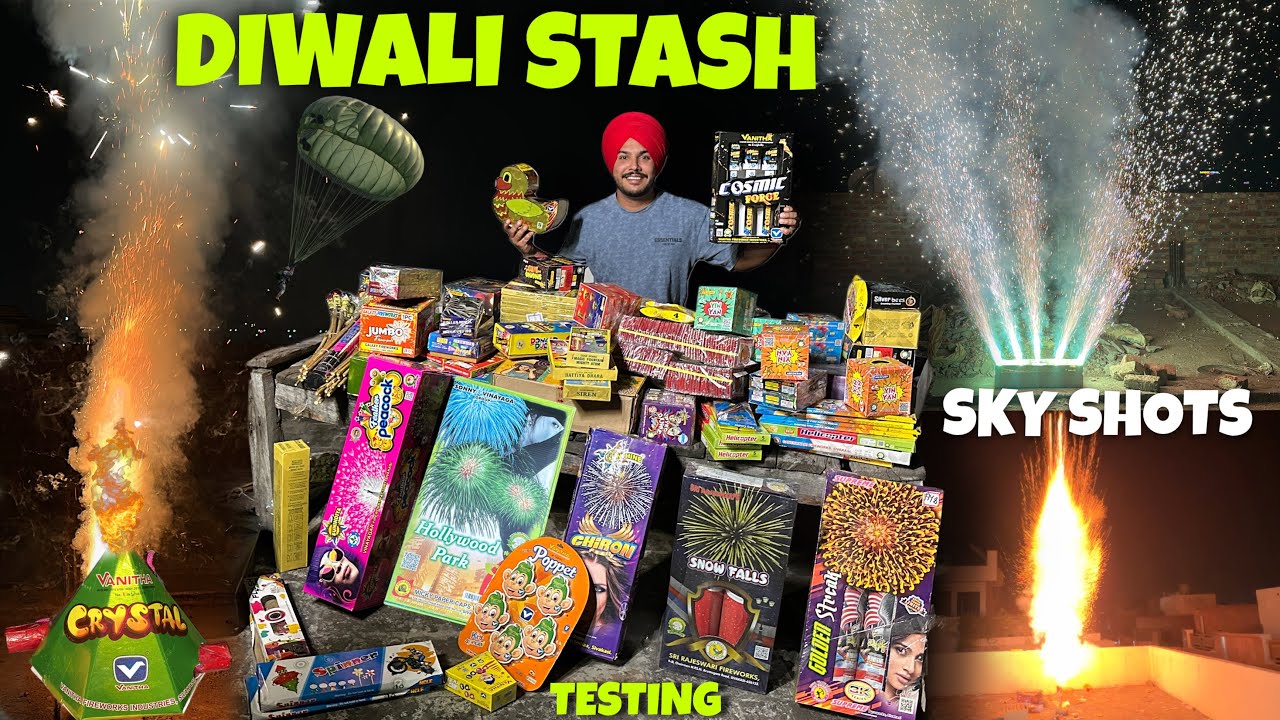 DIWALI STASH TESTING 2025 😱 50,000 De SKY SHOT , Anaar , Helicopter , Cock sky shot