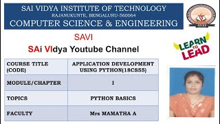 Famous ADP(18CS55)-MODULE I-PYTHON BASICS-LECTURE 1 Profile