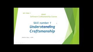 Software Craftsmanship Course - Lecture 1