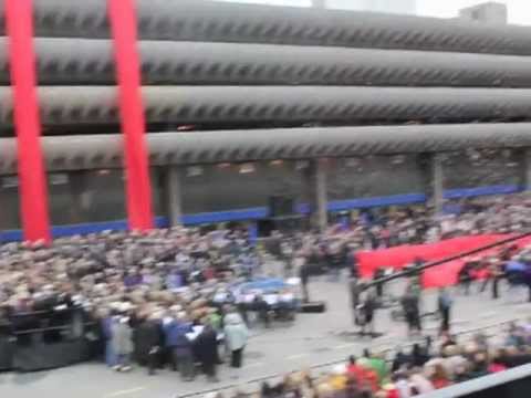 Jamelia singing in the finale of The Preston Passion