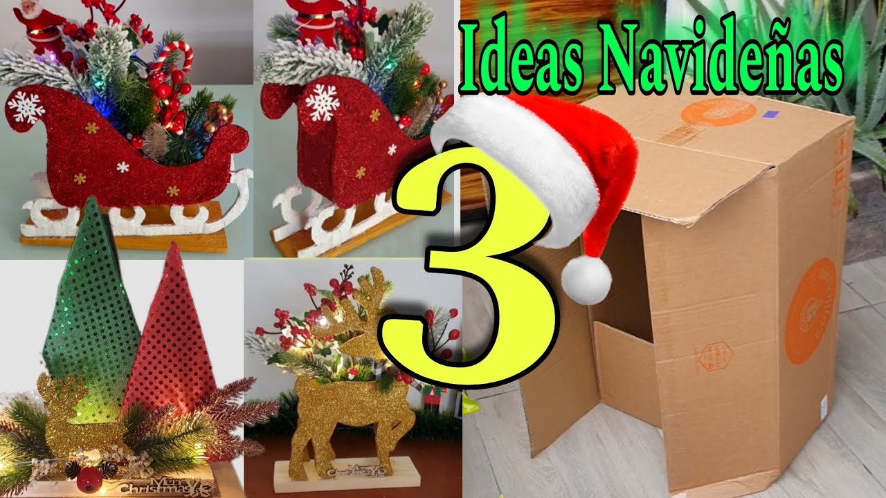 ⭐De Simple CAJA 📦 de Cartón ♻️ a 3 Elegantes ADORNOS NAVIDEÑOS 🎄 Sin gastar de más!💰 Fácil de Hacer👌