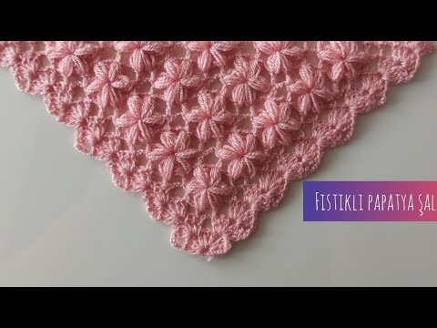 Fıstıklı - Papatya - üçgen  - Şal Modeli Nasıl Yapılır - yeni örgü şal modelleri - chal crochet