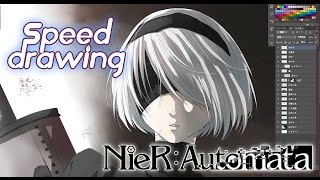 NieR: Automata ART Speed Drawing YoRHa No.2 Model B 2B