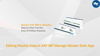 Editing Master Data in SAP IBP Manage Master Data App