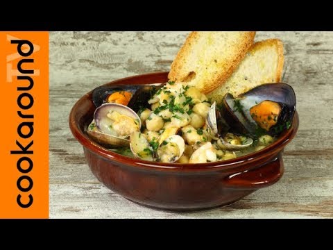 Zuppa di ceci con cozze vongole e gamberi - YouTube