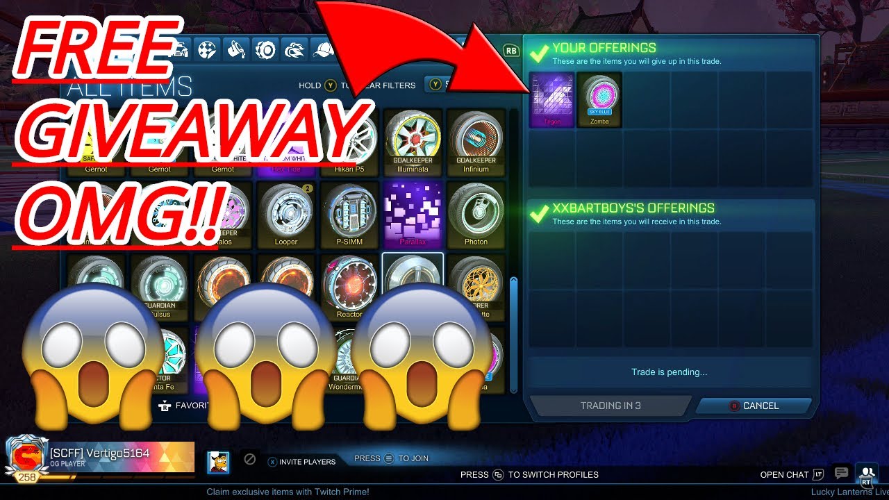 ROCKET LEAGUE TRIGON AND SB ZOMBA GIVEAWAY!! *ANNOUNCEMENT* YouTube