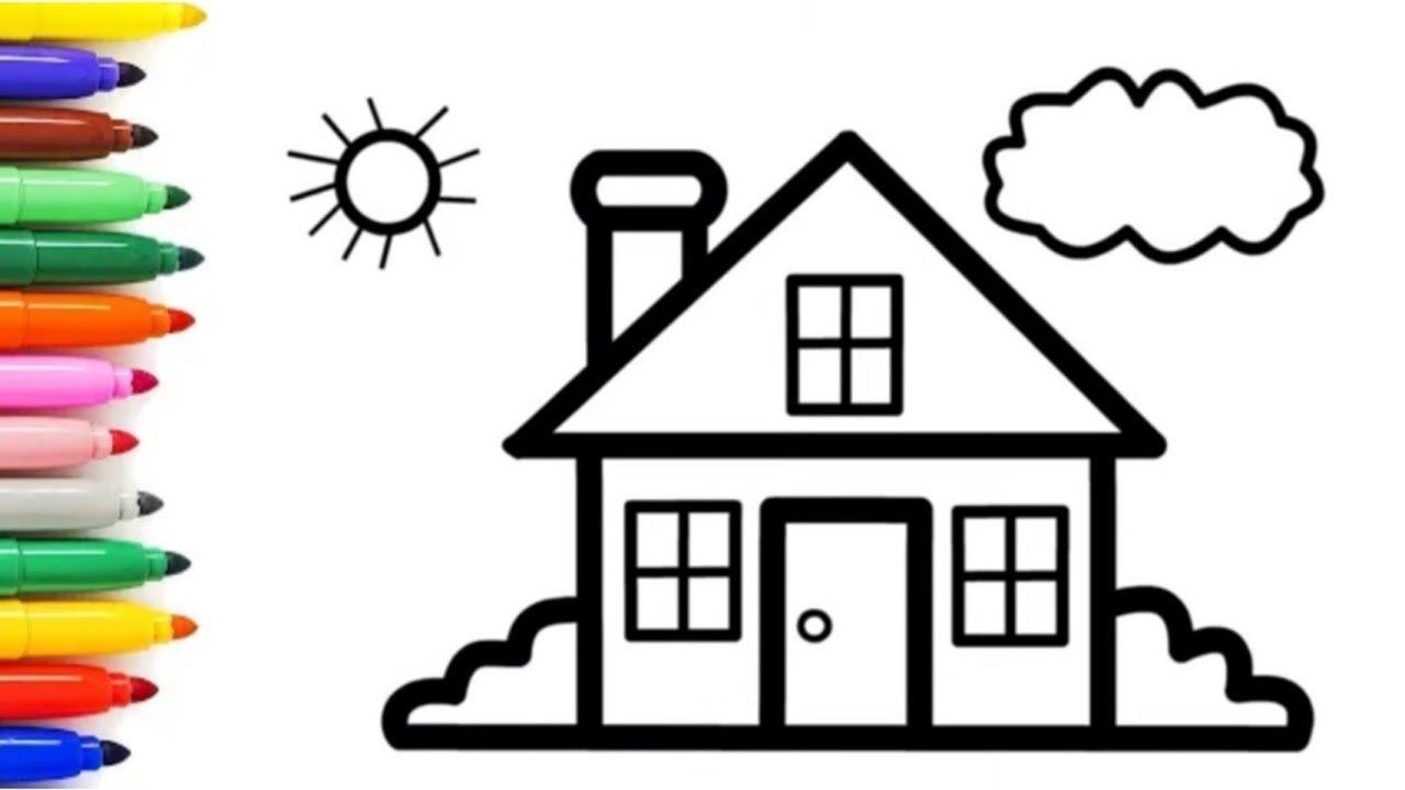 How to Draw a House for Kids and Toddlers Drawing and Painting House