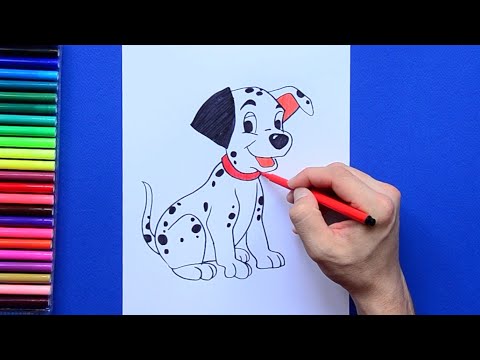 Cara menggambar Dalmatian dari Disney 101 Dalmatians