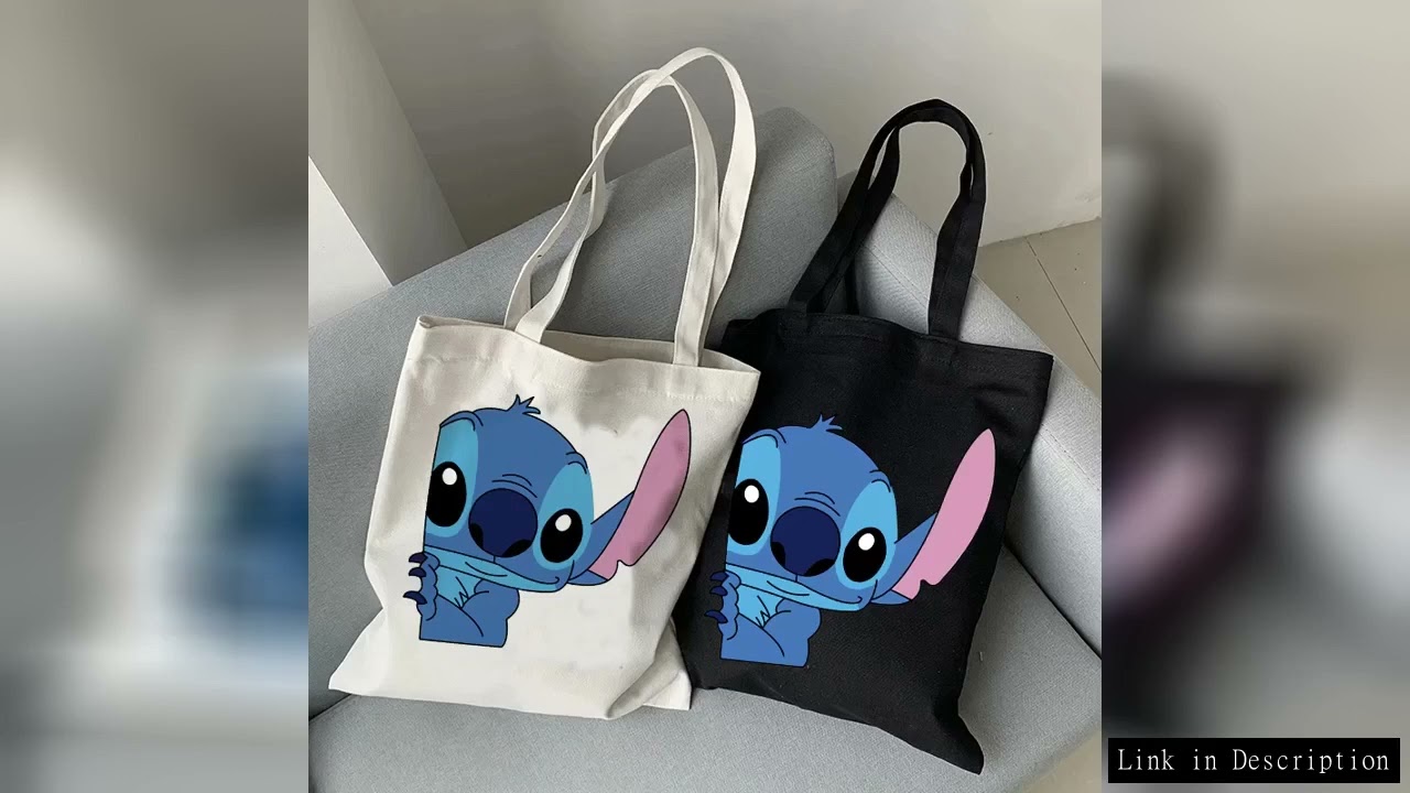 Y2k Disney Stitch Tote Bag Shopper Canvas Shoulder Bag Eco Lilo and Stitch Shopping Bag Women Tote H
