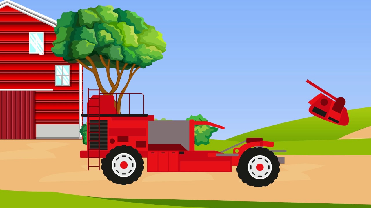 Combine, farm, tractor harvesting carrots animation for kids - YouTube