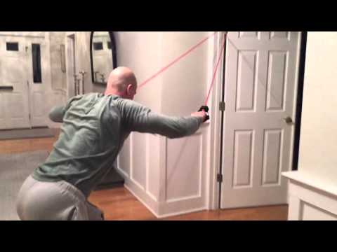 How to do modified pull-ups with a resistance band and a door. My Chemo training program