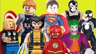 Thor Wolverine Super Homem Capitão América Batmam Flash Coringa Venom Marvel Lego  Brinquedos Toys