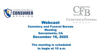 Cemetery Funeral Bureau Advisory Committee Meeting - December, 16, 2025