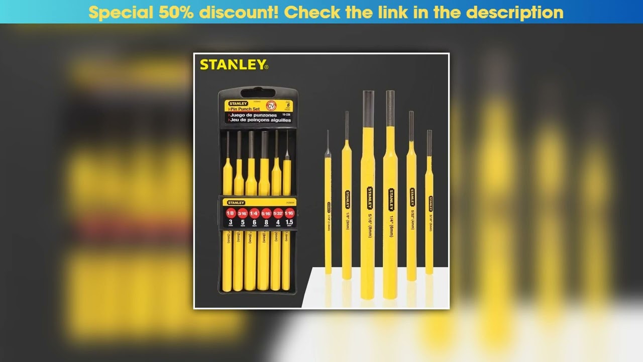 Best Seller Stanley 6pcs Pin Punch Tool Set Durable round Leather Hole Punching Kit Cr.V Steel Meta