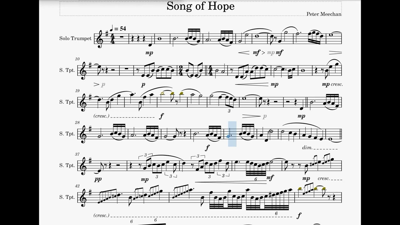 Song of Hope solo trumpet score with backing track