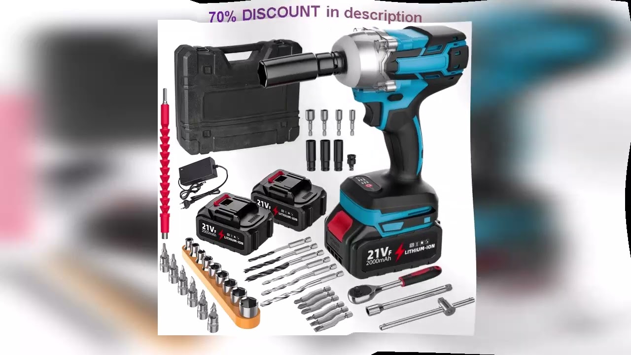 A must-have product! 21V Cordless Brushless Impact French 380Nm - 1/2 Inch Electric Impact Gun for