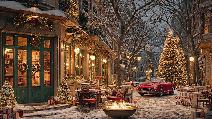 Cozy Christmas Coffee Shop Ambience - Relaxing Jazz Music For Peaceful Evenings & Gentle Snowfall