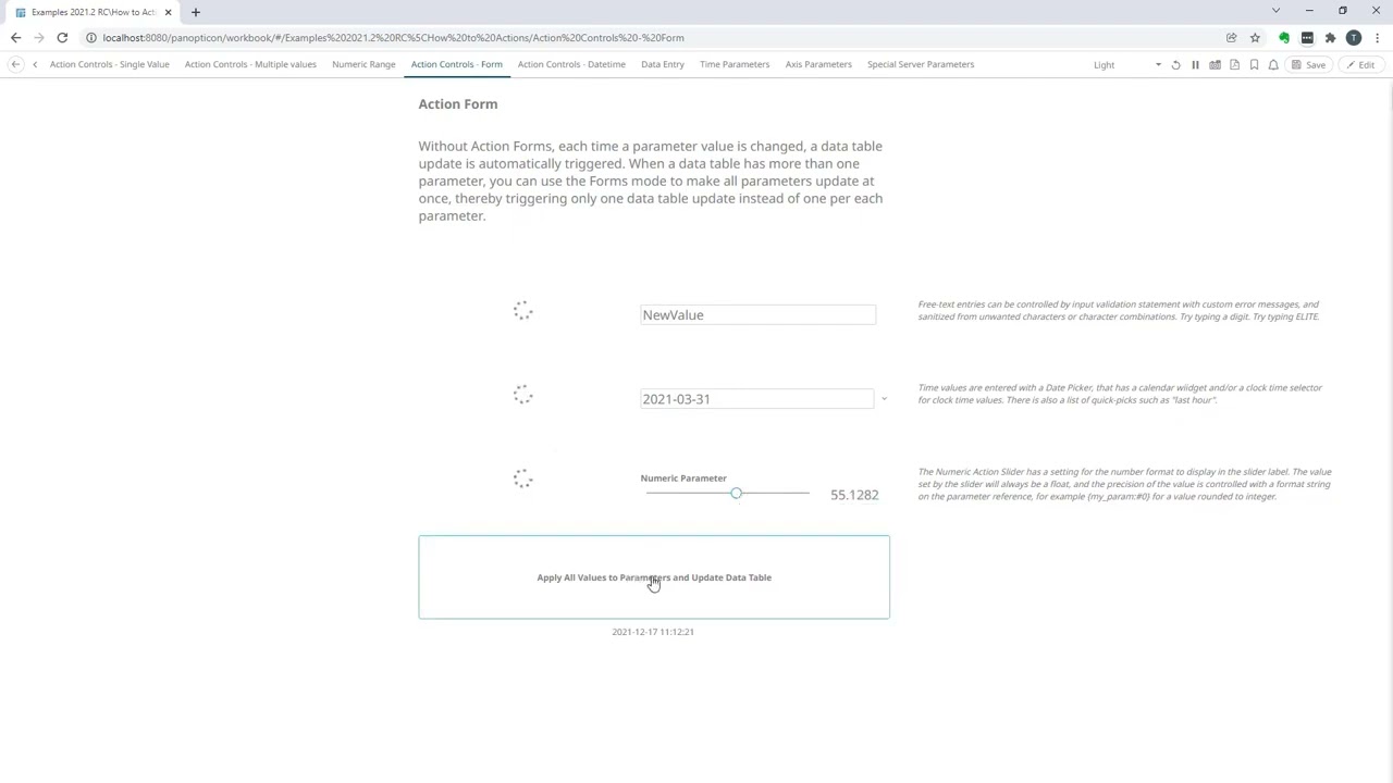 Use Action Forms | Altair® Panopticon™