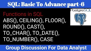SQL Basic to Advance Part-6 || Functions ||Group discussion #datascience #dataanalytics
