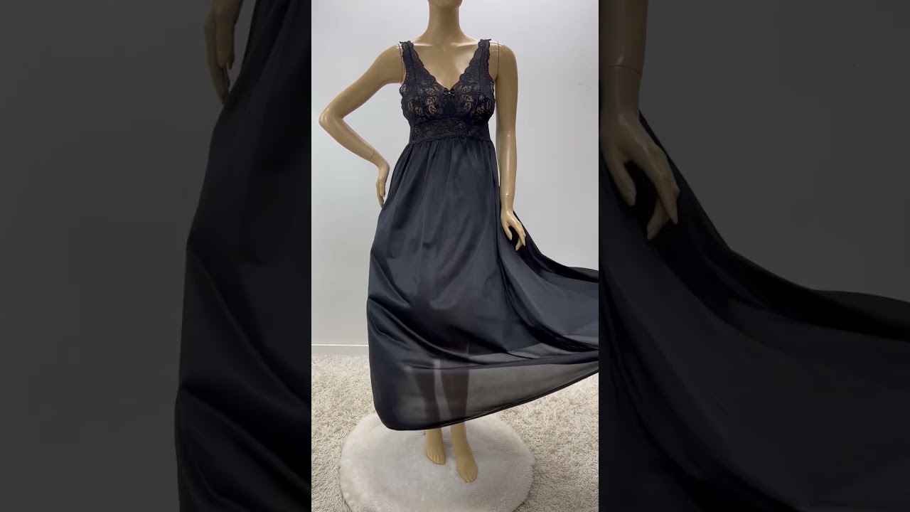 For sale: Vintage Shadowline Long Nightgown size Large Soft Nylon Stretch Lace Bodice