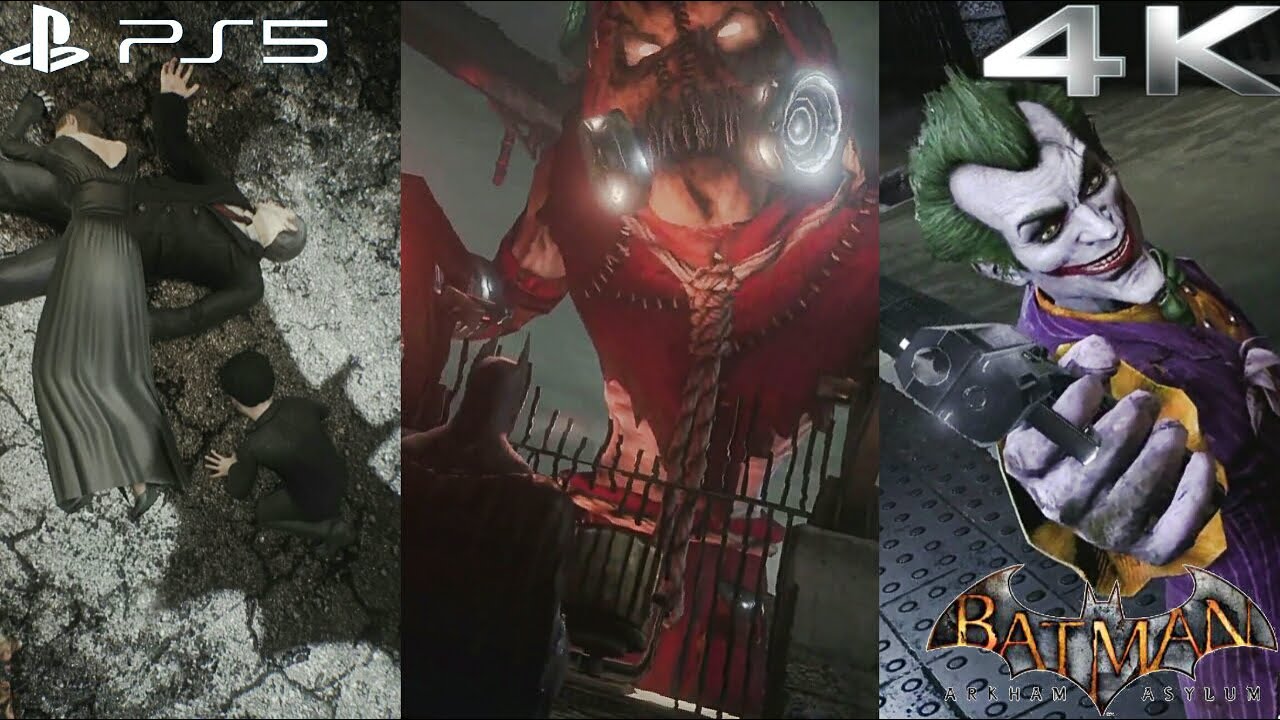 Batman: Arkham Asylum | Todas las pesadillas de Batman y Scarecrow Boss Fight | 4K PS5