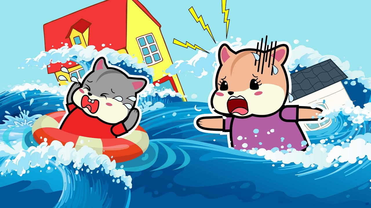 [DIY] Hamtie Floating & Sweeping Away His House! Hamster Handmade Papercrafts Stop Motion Movie