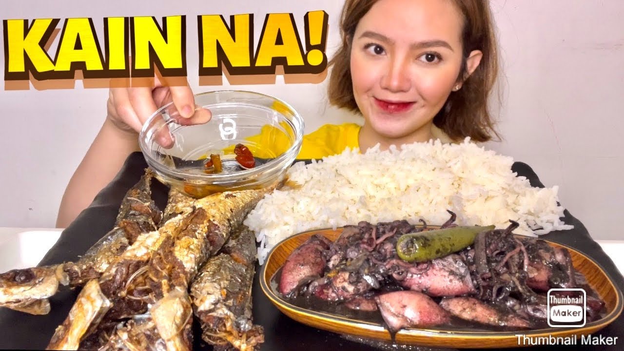 FILIPINO LUNCH MUKBANG || PRITONG GALUNGGONG + ADOBONG PUSIT