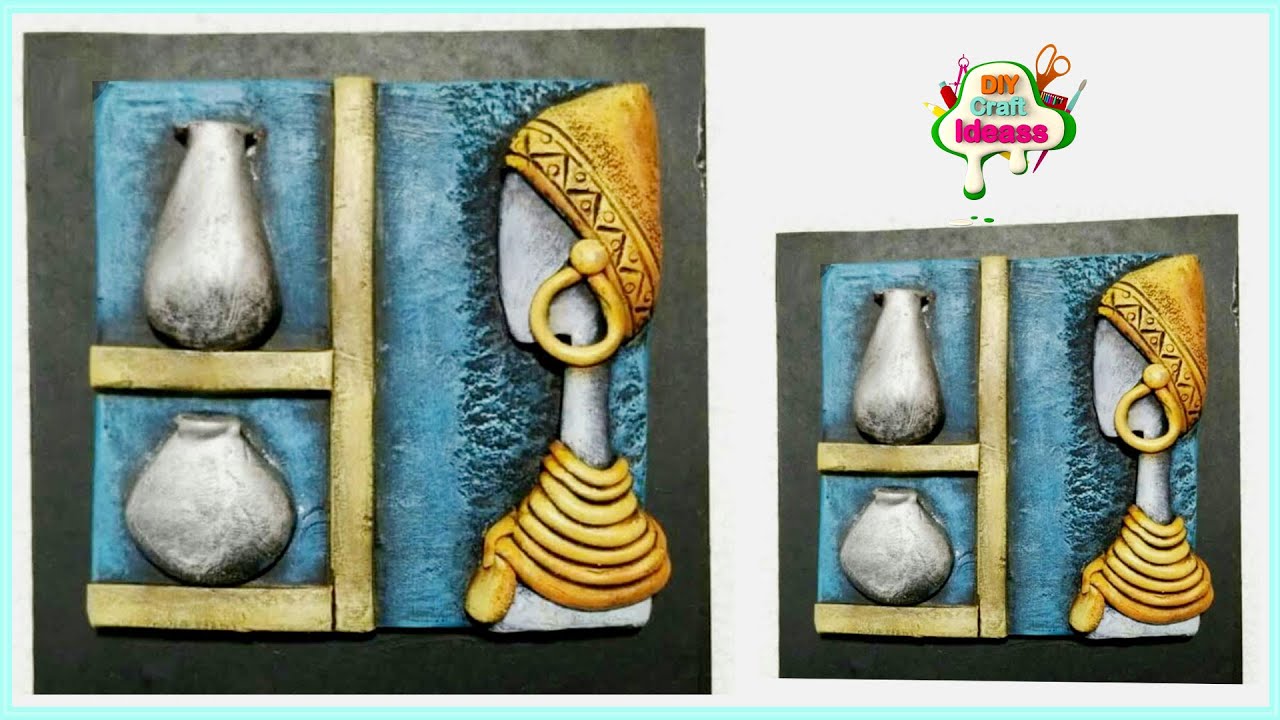 Tribal girl wall decor idea |no clay craft  idea/Tribal clayart mural for beginners |  Arush crafts