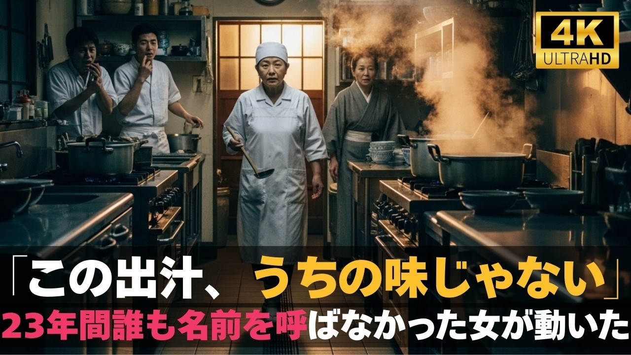 「おばさん」と呼ばれ続けた23年間→料亭の出汁を密かに壊していた競合の罠→土曜夜の緊急事態で誰も知らなかった女が立ち上がった