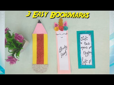 3 Very Easy Bookmarks ll Unicorn Bookmark ll Pencil Bookmark ll Glitter sheet work.