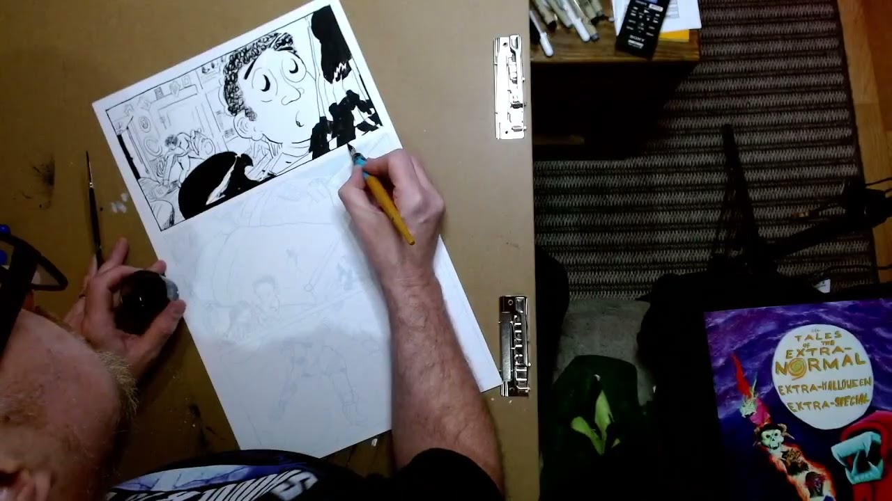 Inking "The War On Woodward & 5th" Part 1 Pg 4" for Power Metal Magazine timelaspe