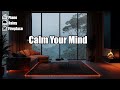 Heavy Rain and Piano Music for Deep Sleep Therapy with Cozy Fireplace Atmosphere
