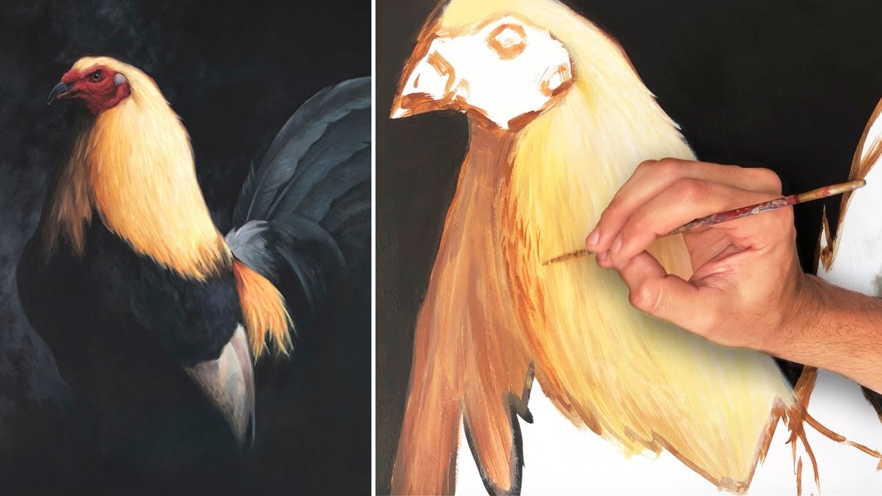 Painting ROOSTER [Acrylic on Canvas] | Timelapse