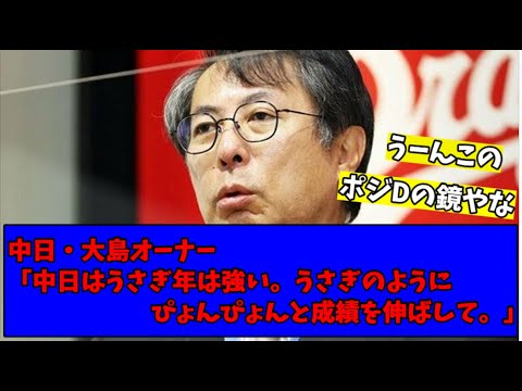 【中日ドラゴンズ】大島オーナー「中日はうさぎ年は強い。うさぎのようにぴょんぴょんと成績を伸ばして。」【2chまとめ】