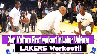 Los angeles lakers dion waiters has his first workout with phil handy
as a laker. consisted of dribble drives counter move. waiter...