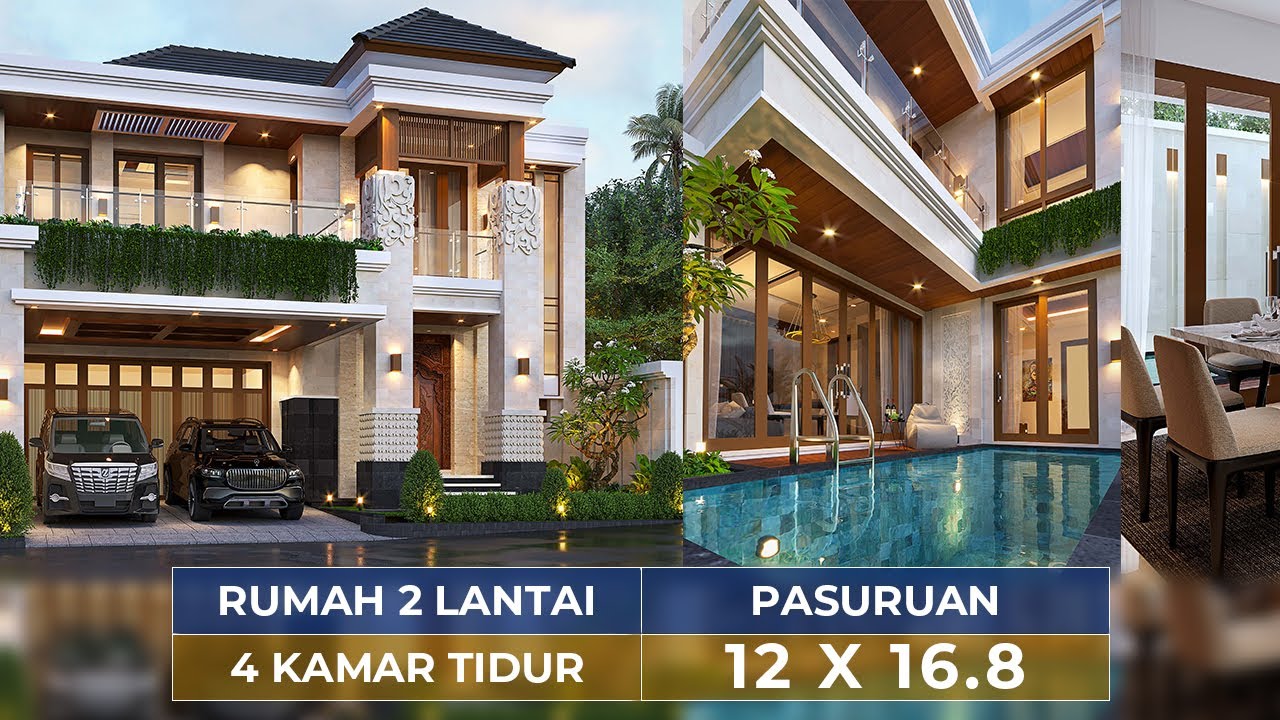 PASURUAN RASA BALI!! INI DIA DESAIN RUMAH DENGAN 4 KAMAR TIDUR BERGAYA VILLA BALI! - JASA ARSITEK