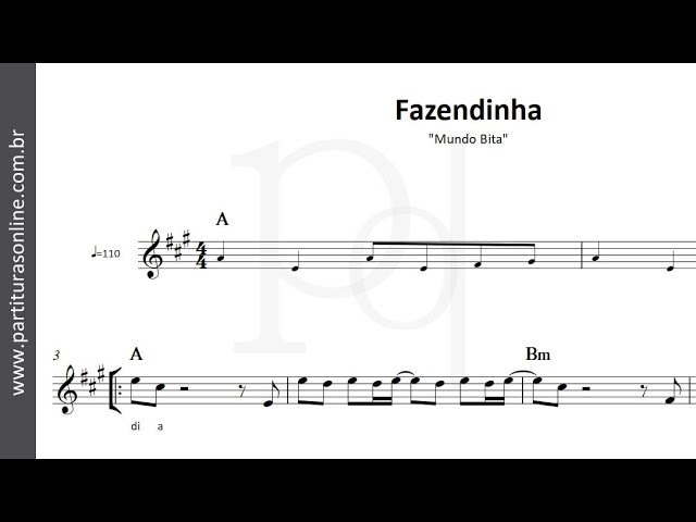 Bita Fazendinha, Partitura com cifras